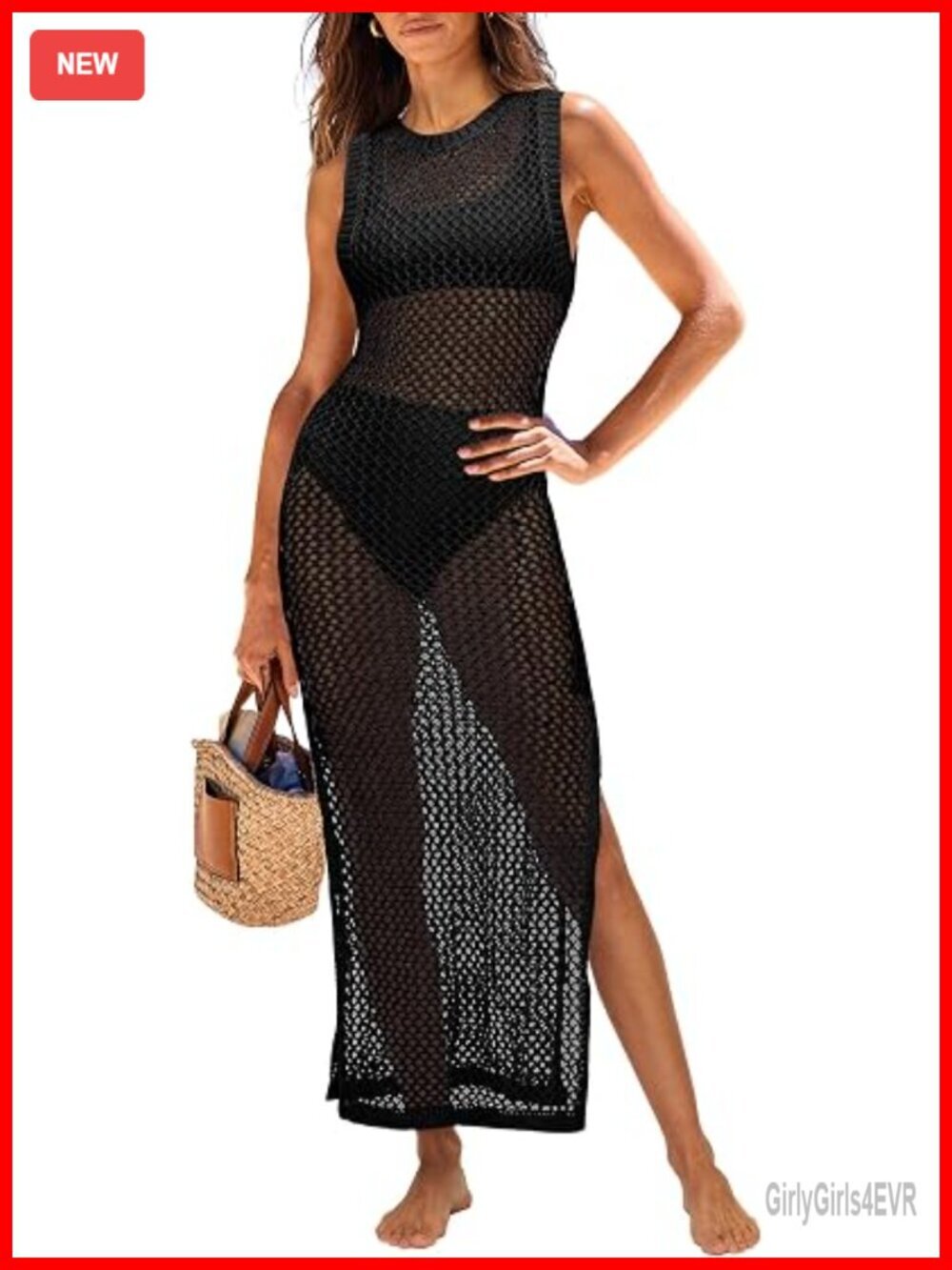 Sleeveless Knit Crochet Beach Dress Cover Up Swimsuit Coverup